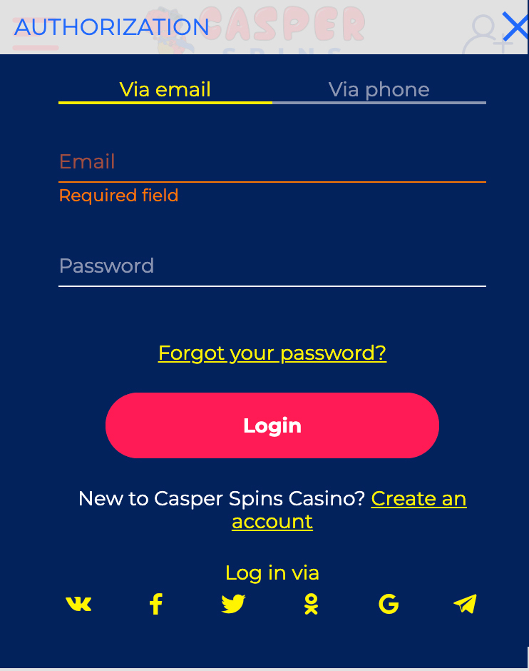 Casper Spins Casino Login